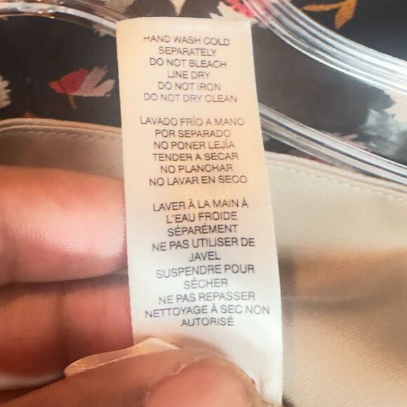 White House Black Market Beige Embellished Long Sleeve Keyhole silk Blouse Sz 6 - Picture 11 of 12